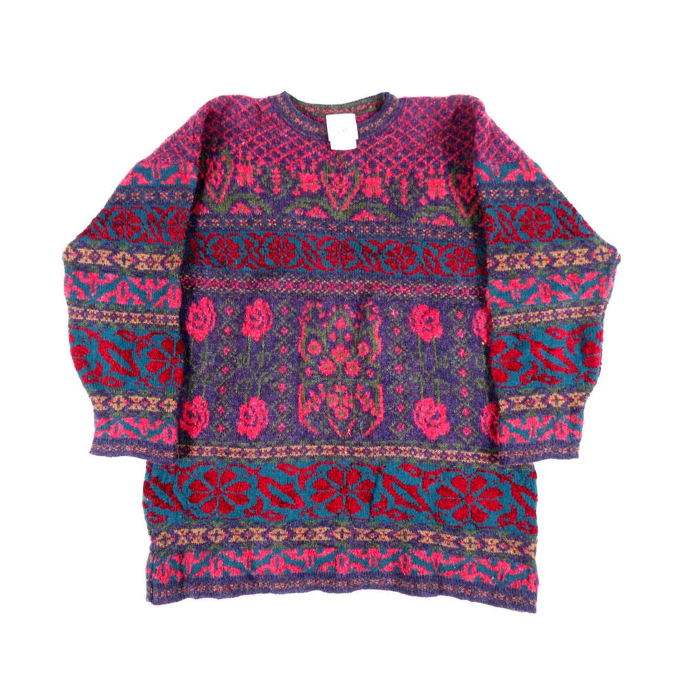 Vintage 90s Laura Ashley Wool Floral Sweater Women’s Small Pullover Knit England